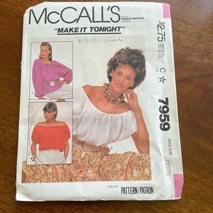 McCall’s Vintage sewing pattern, #7959 Woman’s Tops.